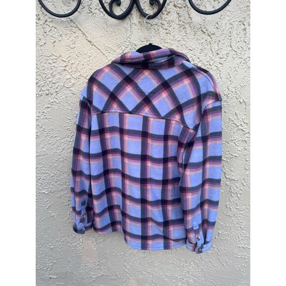 Women's Long Sleeve Plaid Super Plush Sherpa Lined Fleece Shirt Jacket - Picture 13 of 13